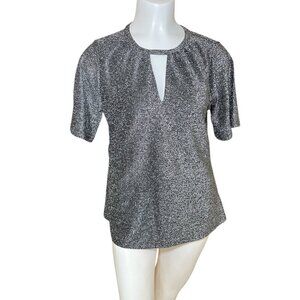 Michael by Michael Kors black and silver metallic sparkle top sz S